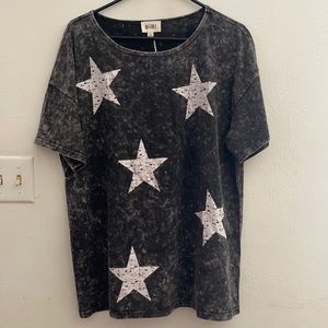 Mineral wash star graphic tee size large